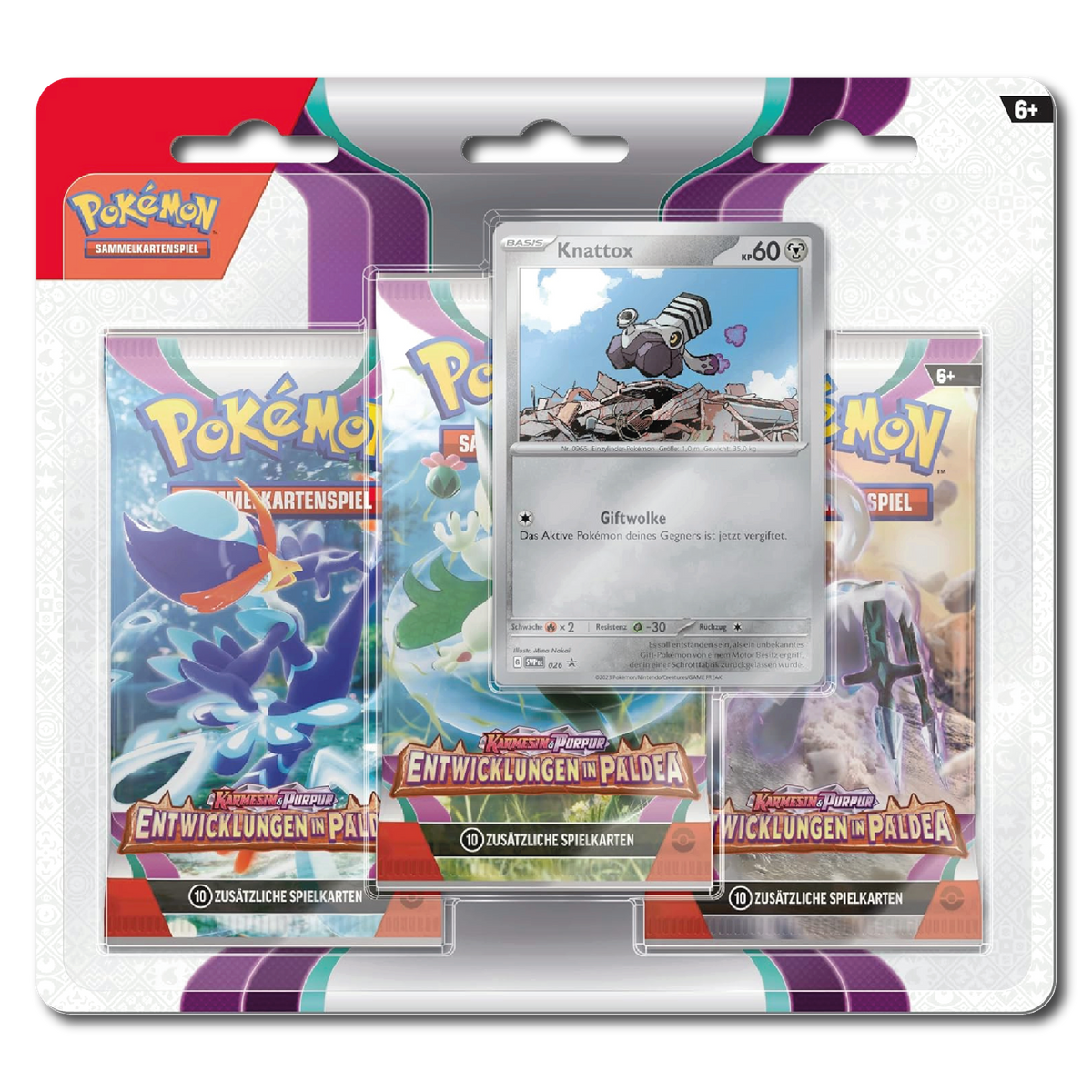 Karmesin & Purpur: Entwicklungen in Paldea 3-Pack Blister (Deutsch), Bild 2