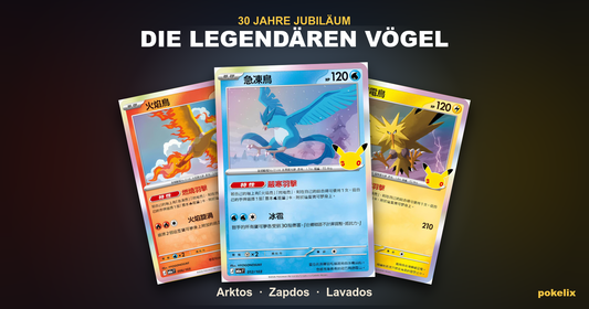30 Jahre Jubiläum: die legendären Vögel Arktos, Zapdos und Lavados