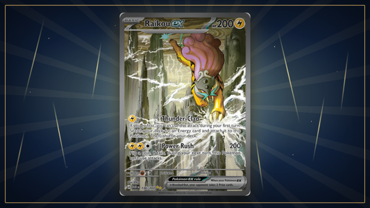 Raikou-ex Special Illustration Rare aus Delta-Herrschaft vor einem Gewitterhintergrund