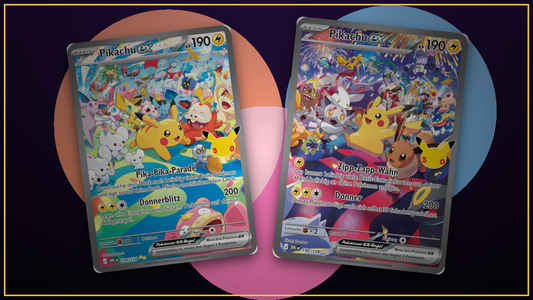 Special Illustration Rare Pikachu-ex 149/128 und 150/128 aus Pokémon 30 Jahre