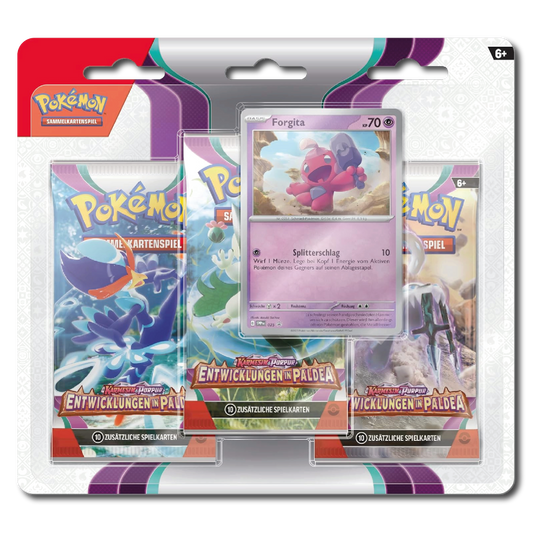 Karmesin & Purpur: Entwicklungen in Paldea 3-Pack Blister (Deutsch)