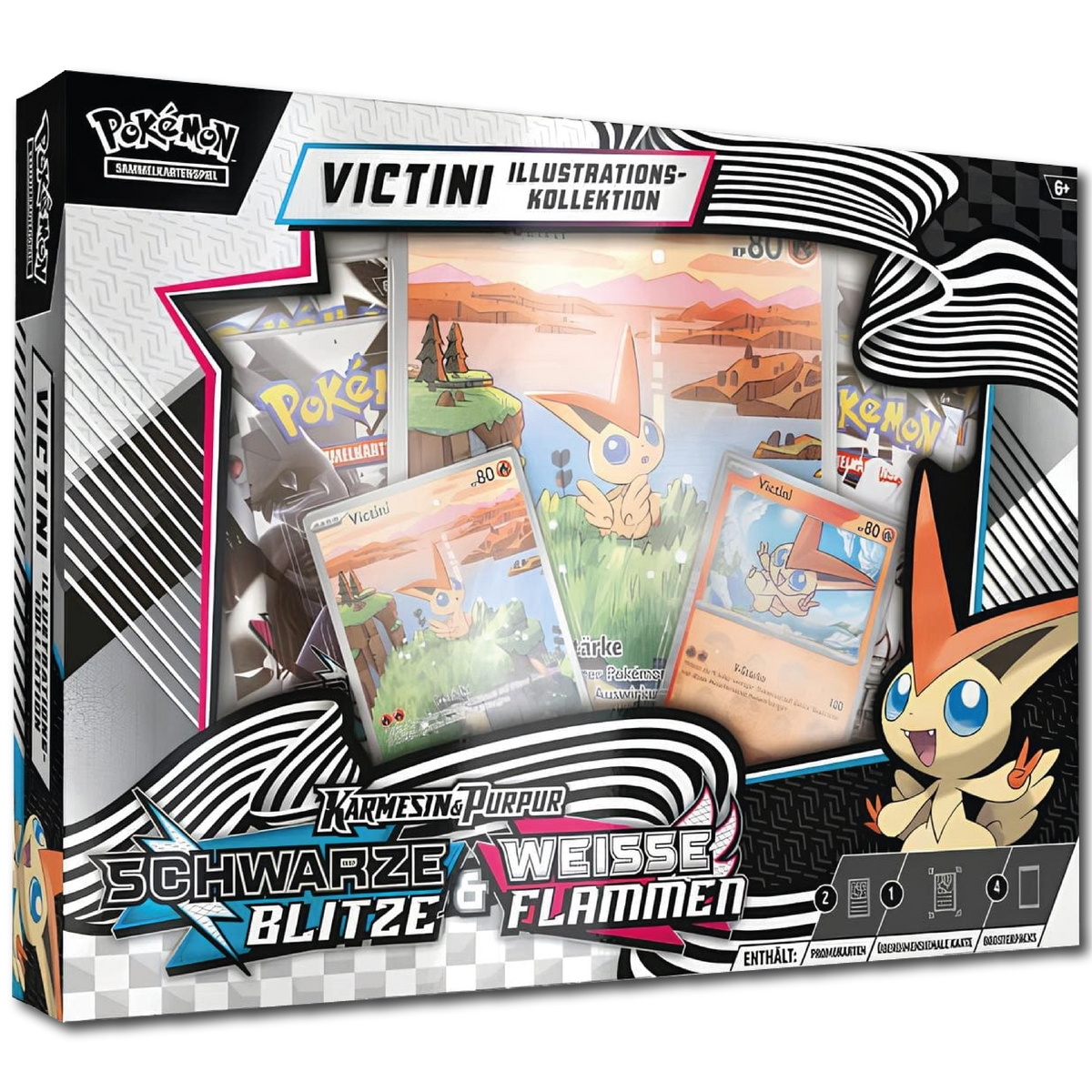 Karmesin & Purpur: Schwarze Blitze & Weiße Flammen Victini Illustrations-Kollektion (Deutsch)