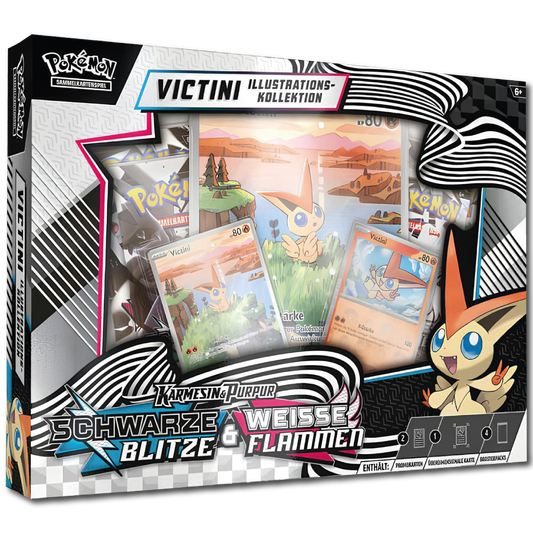 Karmesin & Purpur: Schwarze Blitze & Weiße Flammen Victini Illustrations-Kollektion (Deutsch)